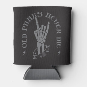 Oude punks sterven nooit skeleton rock op gothic blikjeskoeler