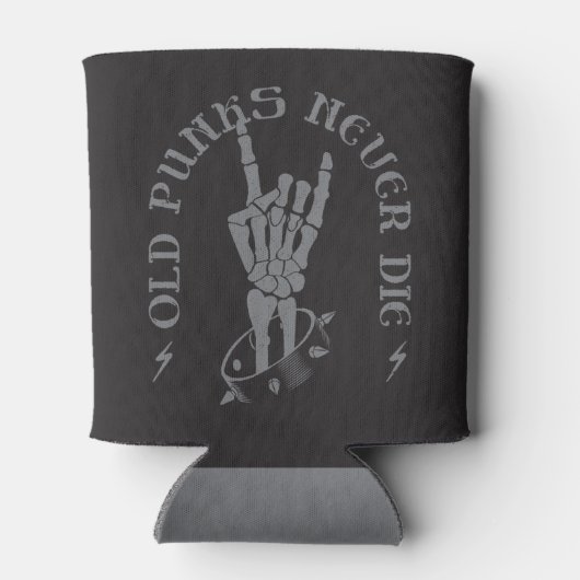 Oude punks sterven nooit skeleton rock op gothic blikjeskoeler (Achterkant)