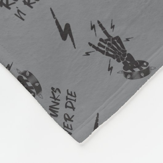 Oude punks sterven nooit skeleton rock op gothic fleece deken (Hoek)