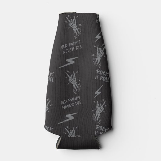 Oude punks sterven nooit skeleton rock op gothic flesjeskoeler (Voorkant)