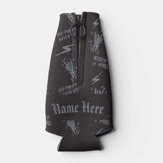 Oude punks sterven nooit skeleton rock op gothic flesjeskoeler (Achterkant)