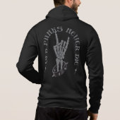 Oude punks sterven nooit skeleton rock op gothic hoodie (Achterkant)