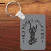 Oude punks sterven nooit skeleton rock op gothic sleutelhanger (Voorkant)