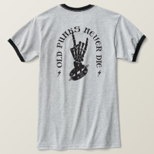 Oude punks sterven nooit skeleton rock op gothic t-shirt