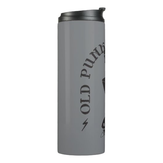 Oude punks sterven nooit skeleton rock op gothic thermosbeker (Gedraaid links)