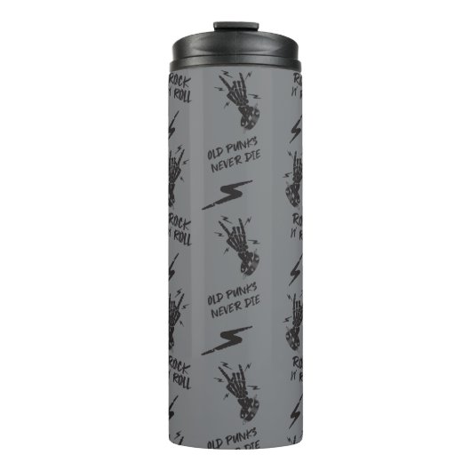 Oude punks sterven nooit skeleton rock op gothic thermosbeker (Voorkant)