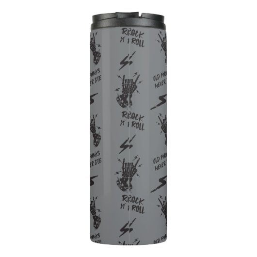 Oude punks sterven nooit skeleton rock op gothic thermosbeker (Achterkant)