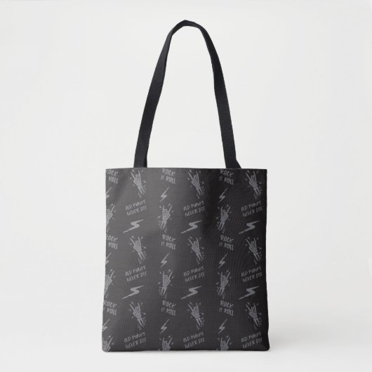 Oude punks sterven nooit skeleton rock op gothic tote bag (Voorkant)