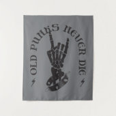 Oude punks sterven nooit skeleton rock op gothic wandkleed (Voorkant)