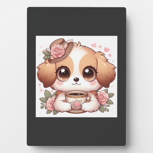 Oude Puppy met Thee Fotoplaat (voorkant)