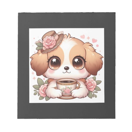 Oude Puppy met Thee Notitieblok (Voorkant)