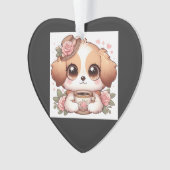 Oude Puppy met Thee Ornament (voorkant)