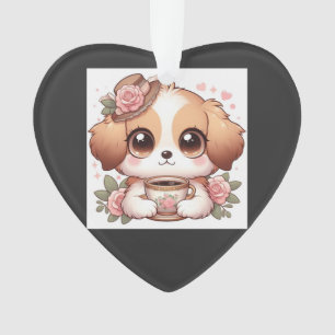 Oude Puppy met Thee Ornament