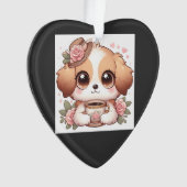 Oude Puppy met Thee Ornament (voorkant)