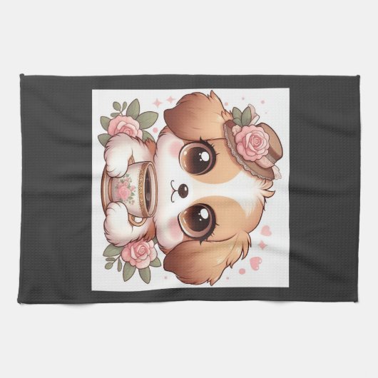 Oude Puppy met Thee Theedoek (Horizontaal)