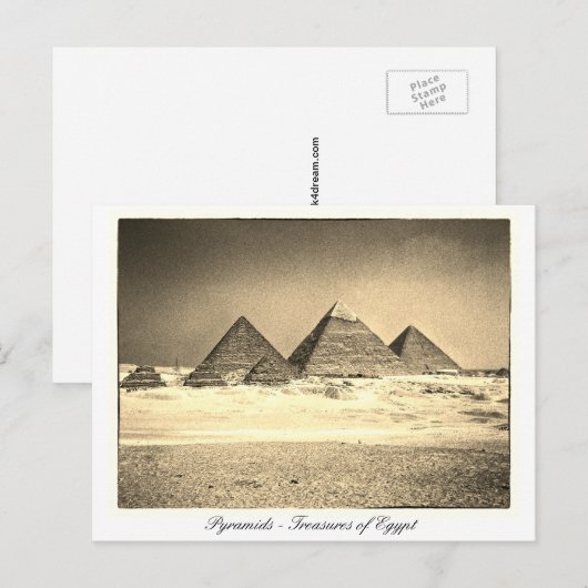 Oude Pyramiden Egypte,  Caïro-architectuur Briefkaart (Voorkant / Achterkant)