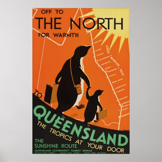 Oude Queensland Australië Reisposter Barrière Poster (Voorkant)