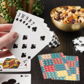 Oude quilt: patchwork achtergrondpatroon. pokerkaarten (Insitu)