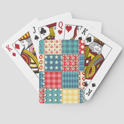 Oude quilt: patchwork achtergrondpatroon. pokerkaarten (Achterkant)