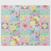 Oude quilt roos patroon cadeaupapier (Vlak)