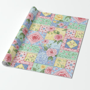 Oude quilt roos patroon cadeaupapier