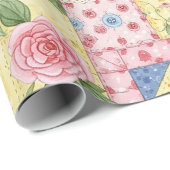 Oude quilt roos patroon cadeaupapier (Rol Hoek)