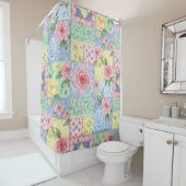 Oude quilt roos patroon douchegordijn (In situ)