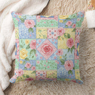 Oude quilt roos patroon kussen