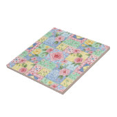 Oude quilt roos patroon tegeltje (Zijkant)