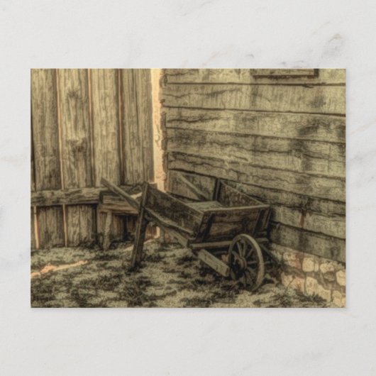 Oude raam houten kruiwagen rustieke boerderij briefkaart (Voorkant)