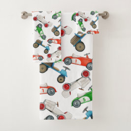 Oude raceauto-patroon bad handdoek