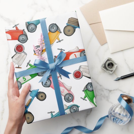 Oude raceauto-patroon cadeaupapier (Geschenken)