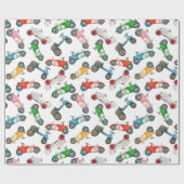 Oude raceauto-patroon cadeaupapier (Vlak)
