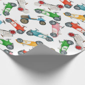 Oude raceauto-patroon cadeaupapier (Hoek)