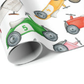 Oude raceauto-patroon cadeaupapier (Rol Hoek)