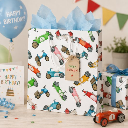 Oude raceauto-patroon groot cadeauzakje