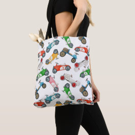 Oude raceautopatroon tote bag