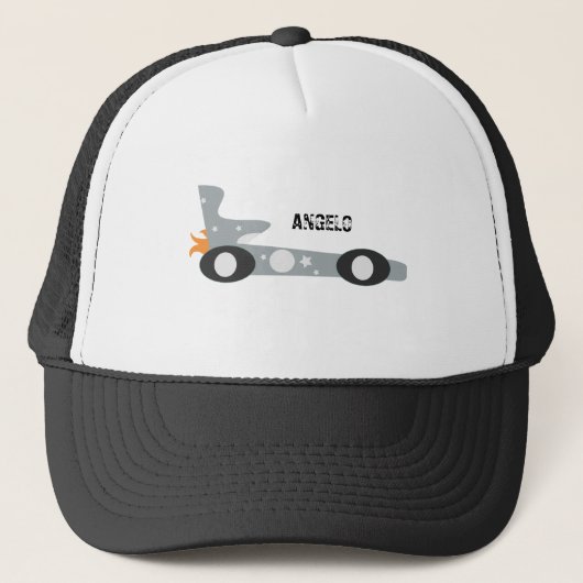 Oude Racerauto Stofblauw Trucker Pet (Voorkant)