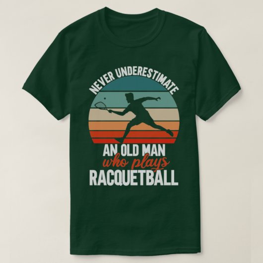Oude Racquetball Player T-shirt (Design voorkant)