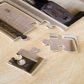 Oude  radio's van 1950 op de schalen legpuzzel (Zijkant)