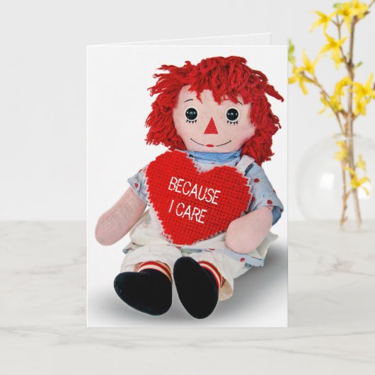 Oude Rag Doll die je denkt Kaart (Gele Bloem)