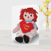 Oude Rag Doll I Love You Card Kaart (Gele Bloem)