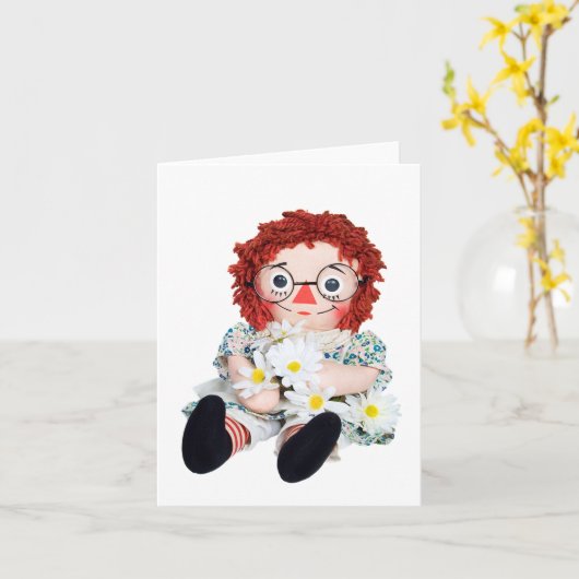 Oude Rag Doll met Daisies Kaart (Gele Bloem)