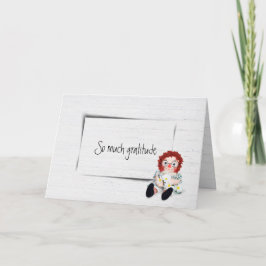 Oude rag pop dankbaarheid kaart