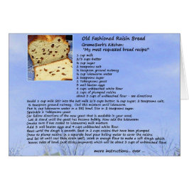 Oude Raisin Bread Recipcard met fashioned