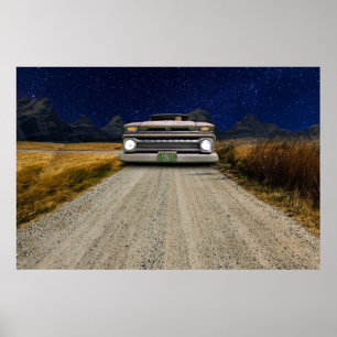 Oude  Rat Rod Pickup Truck Zombie Driver Poster