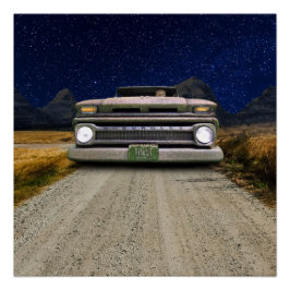 Oude  Rat Rod Pickup Truck Zombie Driver Poster