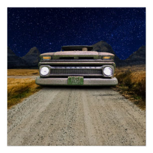 Oude  Rat Rod Pickup Truck Zombie Driver Poster