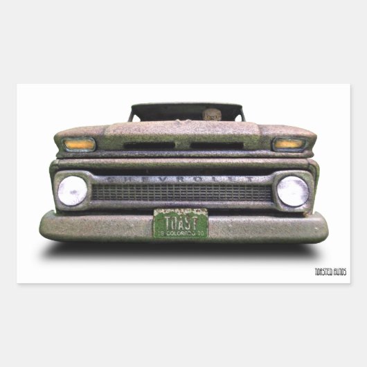 Oude Rat Rod Pickup Truck Zombie Driver Rechthoekige Sticker (Voorkant)