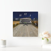 Oude Rat Rod Pickup Truck Zombie Driver Vierkante Klok (Huis)